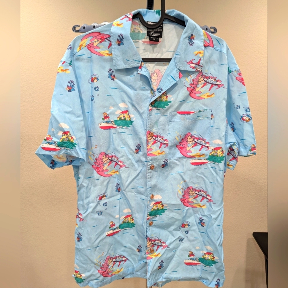 Studio Ghibli Ponyo Allover Print Woven Button-Up - Our Universe Unisex S Blue